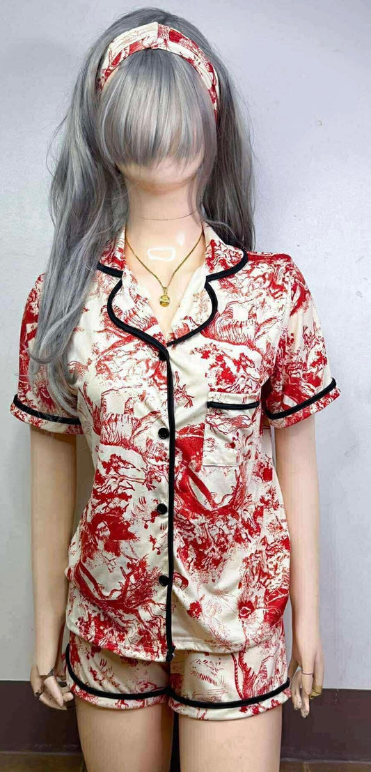Crimson Red Pajama Set + headband