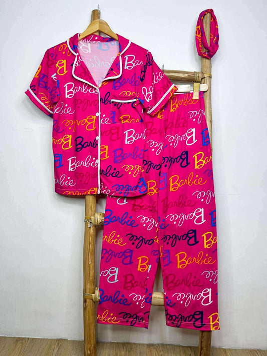 Barbie Pink Long pajama set with matching headband
