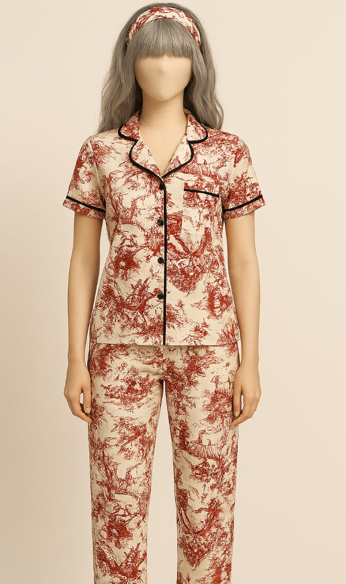 Crimson Red Pajama Set + headband