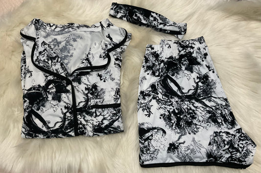 MIDNIGHT SKETCH PJ SET + HEADBAND